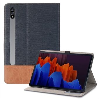 För Samsung Galaxy Tab S7 Plus/S8+/S7 FE 12,4 tum Cross Texture Shockproof Folio Flip Cover Scratch skyddande tablettställ Stand med automatisk väcknings-/sömnfunktion