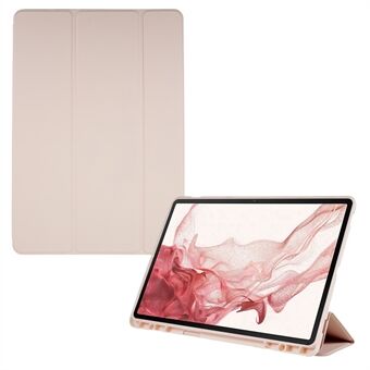 För Samsung Galaxy Tab S7 FE / Tab S8+ Skin-touch Tablet Fodral Tri-fold Stand PU Läder Silikon Tablet Cover