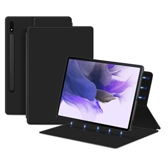 För Samsung Galaxy Tab S7 FE Full Body Smart Cover PU Stand Magnetiskt tablettfodral