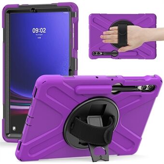 För Samsung Galaxy Tab S7+ / S8+ / S9+ / S7 FE Handledsrem Fodral Anti-scratch PC+Silikon Kickstand-skydd