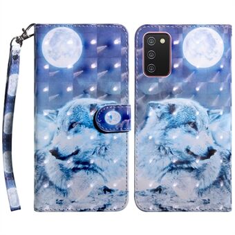 3D Creative Pattern PU Leather Flip Bookstyle Magnetic Protective Cover Case med rem för Samsung Galaxy A03s (166,5 x 75,98 x 9,14 mm)