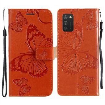 KT Imprinting Flower Series-2 Imprint Butterfly Stand PU-läderfodral för telefonskal med plånbok för Samsung Galaxy A03s (166,5 x 75,98 x 9,14 mm)