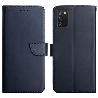 Nappa Texture Solid Color Genuine Leather Wallet Stand Phone Case Protective Cover for Samsung Galaxy A03s (166.5 x 75.98 x 9.14mm)