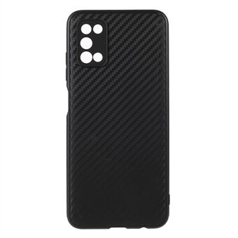 Carbon Fiber Texture Anti-halk Stötbeständigt mjukt TPU-telefonfodral för Samsung Galaxy A03s (166,5 x 75,98 x 9,14 mm) - Svart