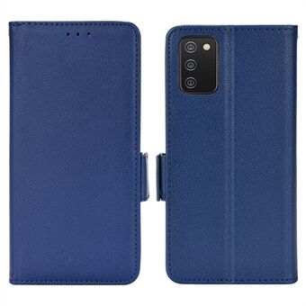 För Samsung Galaxy A03s (166,5 x 75,98 x 9,14 mm) Dubbla magnetiska spännen Stötsäker Litchi-Textur PU-läderplånbokshölje Ställ mobiltelefonfodral