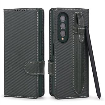 POLA Välskyddad textur Avtagbar PU-läderskal Stand Plånbok Mobiltelefonfodral med pennfack för Samsung Galaxy Z Fold3 5G