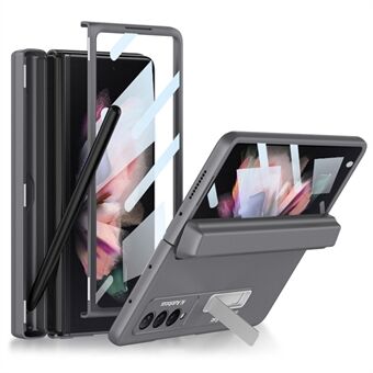GKK Hard PC-telefonfodral för Samsung Galaxy Z Fold3 5G, Kickstand Design Vikbart telefonfodral med härdat glasfilm och pennfack