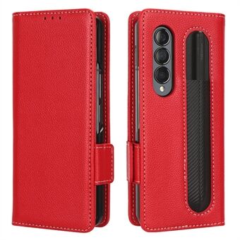 För Samsung Galaxy Z Fold3 5G Litchi Texture PU-läder plånboksfodral Stand Funktion Dubbla magnetlås Flip-skydd med pennhållare