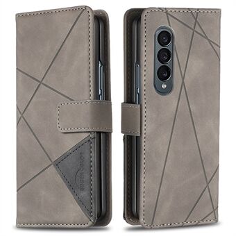 BINFEN COLOR För Samsung Galaxy Z Fold3 5G tryckt geometriskt mönster PU-läderfodral Stand Fullt skydd Flip Wallet Telefonfodral