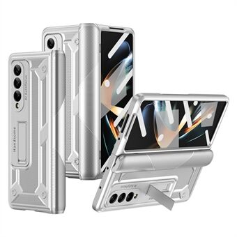 För Samsung Galaxy Z Fold3 5G Hård PC Vikbart telefonfodral Kickstand Magnetisk gångjärnsskydd med skärmfilm av härdat glas