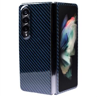 För Samsung Galaxy Z Fold3 5G Aramid Fiber Cover Glansigt Carbon Fiber Texture Mobiltelefonfodral - Glossy Blue