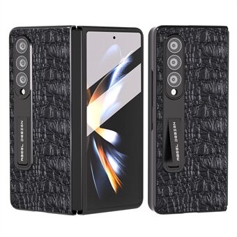 ABEEL för Samsung Galaxy Z Fold3 5G telefonfodral äkta koläder+PC-stativfodral med skärmskydd