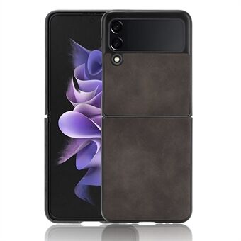 För Samsung Galaxy Z Flip3 5G Textured Skin-Touch Feeling Telefonfodral PU-läderbelagt PC-fodral