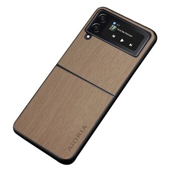 AIORIA För Samsung Galaxy Z Flip3 5G PU-läder + PC + TPU-telefon Fallsäkert fodral Retro trätextur Anti- Scratch