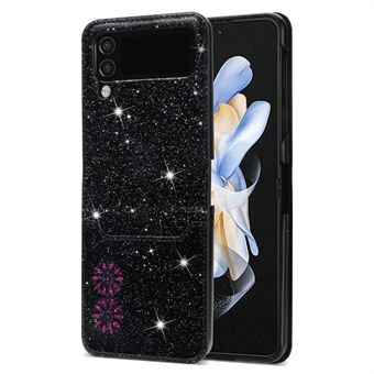 För Samsung Galaxy Z Flip3 5G Card Slot Design Laser Carving Glittrande Starry Style PU-läderbelagd hårt PC-fodral Stötsäkert bakstycke