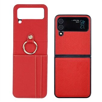 Cross Texture Magnetic Phone Case för Samsung Galaxy Z Flip3 5G, kortplatsdesign Slim PU-läder+PC-telefonskal