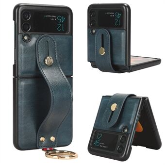 Skyddsskal för Samsung Galaxy Z Flip3 5G läderbeläggning PC+TPU Armband Kickstand Telefonskydd med nackrem