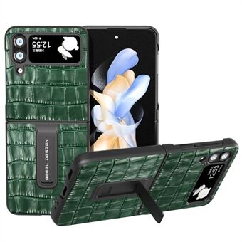ABEEL För Samsung Galaxy Z Flip3 5G Kickstand Telefonfodral Krokodilstruktur Kohud Läderbelagt PC-fodral