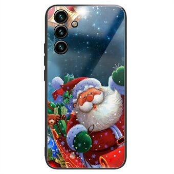 För Samsung Galaxy A13 5G Härligt julmönsterutskrift Skyddsfodral TPU + härdat glas Fallsäkert bakfodral