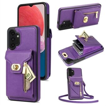 För Samsung Galaxy A13 5G / 4G Zipper Pocket Card Slots Telefonfodral Kickstand Läderbelagt TPU-fodral
