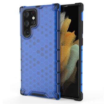 Honeycomb Pattern TPU + PC Hybrid Phone Cover Stötsäkert skyddsfodral för Samsung Galaxy S22 Ultra 5G
