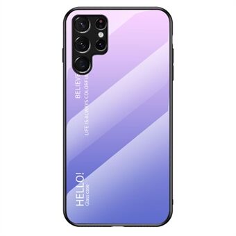 Datorbakpanel i härdat glas + TPU-ram Hybridfodral Gradient Color Phone Cover för Samsung Galaxy S22 Ultra 5G