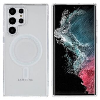 För Samsung Galaxy S22 Ultra 5G genomskinligt telefonfodral kompatibelt med Magsafe hård akryl, mjuk TPU stötsäker skal