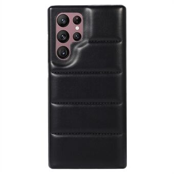 För Samsung Galaxy S22 Ultra 5G Down Soft Touch Jacket 3D Skyddsfodral PU-läderbelagd PC Anti- Scratch Telefonfodral