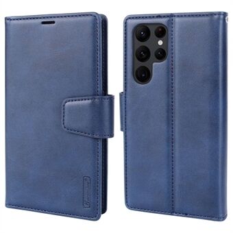 HANMAN Miro2 Series Flip Phone Plånboksfodral för Samsung Galaxy S22 Ultra 5G PU Stand Magnetiskt löstagbart 2-i-1 smartphoneskal