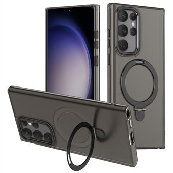 För Samsung Galaxy S22 Ultra 5G magnetiskt telefonfodral PC+TPU metall Kickstand telefonskal