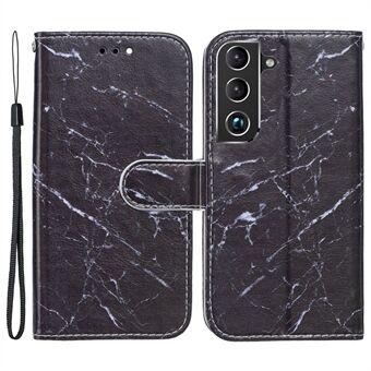 Stand Bokstil Mönstertryck PU-läderplånbok Magnetisk flip-foliofodral med handledsrem för Samsung Galaxy S22 5G