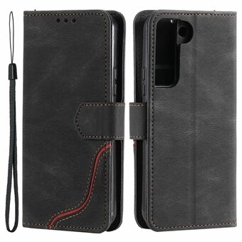 002-serien Business Splicing Style Stand Plånbok Läderfodral Telefonskal med handledsrem för Samsung Galaxy S22 5G