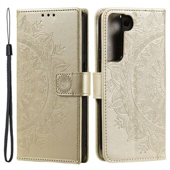För Samsung Galaxy S22 5G Imprinting Mandala Flower Pattern Folio Flip Phone Cover PU Läder Stand