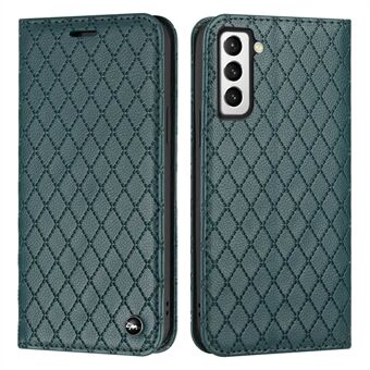 För Samsung Galaxy S22 5G RFID-blockerande PU-läder telefonplånboksfodral Rhombus Embossing Litchi Texture Flip Stand Skyddsfodral