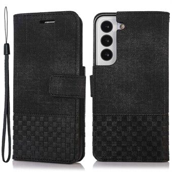 För Samsung Galaxy S22 5G Tygtextur PU-läder Magnetlås Telefonfodral Allroundskydd Stand Plånbok RFID-blockerande skal