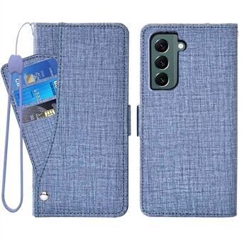 För Samsung Galaxy S22 5G Jean Cloth Texture Anti-wear telefonfodral Roterande kortplats Design Plånbok Funktion Läderskal med Stand