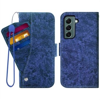 För Samsung Galaxy S22 5G Vattenfärgad målning Texture PU-läderfodral Stand Magnetisk stötsäker skyddande plånboksfodral med roterande kortplatser