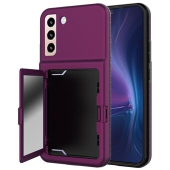 För Samsung Galaxy S22 5G Cardcase Series Korthållare Kickstand Fodral Förtjockad PC + TPU telefonskal med spegel