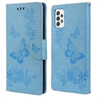 För Samsung Galaxy A33 5G Butterfly Flower Imprinted Shockproof läderfodral Telefonskydd med Stand