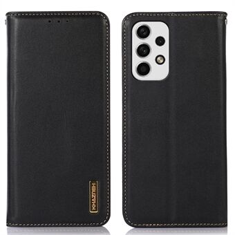 KHAZNEH Stötsäkert telefonfodral för Samsung Galaxy A33 5G Äkta läderfodral med strukturerad kohud Skyddande Folio Flip Cover Magnetstängning Stand med plånbok