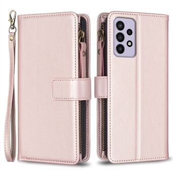 BF Style-19 för Samsung Galaxy A33 5G Telefon Läderfodral Zipper Pocket Telefonskydd med Stand