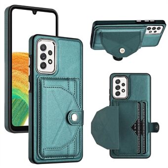 YB Leather Coating Series-4 Korthållare Fodral för Samsung Galaxy A33 5G PU Läderbelagd TPU Kickstand telefonskal