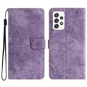 För Samsung Galaxy A53 5G Skyddsfodral Butterfly Imprinted Skin-Touch Läder Telefonskal med plånbok