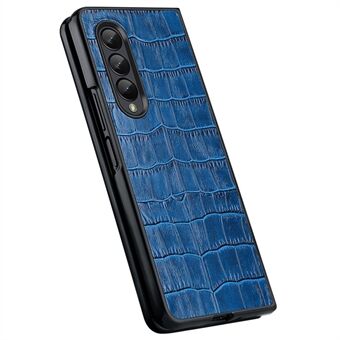 För Samsung Galaxy Z Fold4 5G Stötsäkert Crocodile Texture Telefonfodral Äkta läder Kohud Läderbelagd PC Vikbart telefonfodral