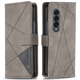BINFEN FÄRG För Samsung Galaxy Z Fold4 5G Stand Telefonfodral PU-läder tryckt geometriskt mönster Folio Flip Cover