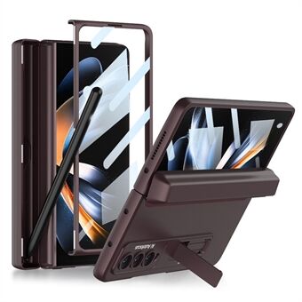 GKK för Samsung Galaxy Z Fold4 5G magnetisk pennhållare Gångjärn Telefonfodral Kickstand PC-fodral med skärmskydd i härdat glas