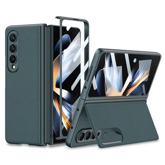 GKK För Samsung Galaxy Z Fold4 5G Magnetic Flip Kickstand Telefonfodral Precise Cutout Läderbelagd PC-fodral med härdat glas skärmfilm