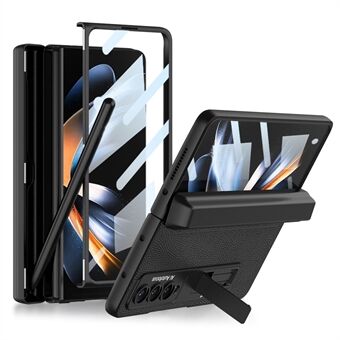 GKK för Samsung Galaxy Z Fold4 5G magnetisk pennhållare Vikbart telefonfodral Kickstand PC-fodral med skärmskydd i härdat glas