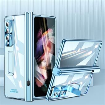 För Samsung Galaxy Z Fold4 5G Stötsäkert PC-fodral Kickstand Magnetic Pen Slot Telefonskydd med härdat glasfilm / Stylus Penna