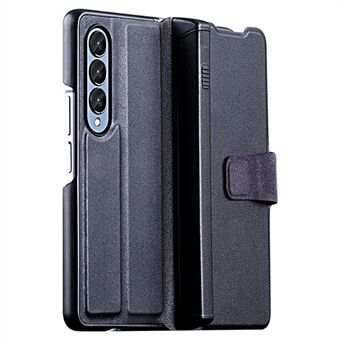 För Samsung Galaxy Z Fold4 5G PU-lädertelefonfodral med magnetisk pennhållare Stand Kortplatsskydd - Svart